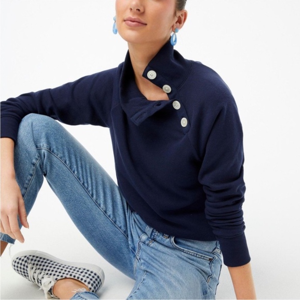 NWT JCrew Factory Wide Button-collar Sweatshirt